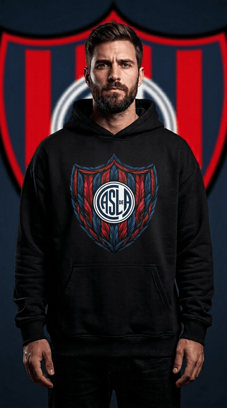buzo hoodie escudo azulgrana emplumado